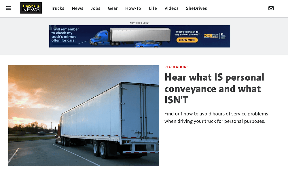 Trucksafe joins Truckers News to discuss personal conveyance